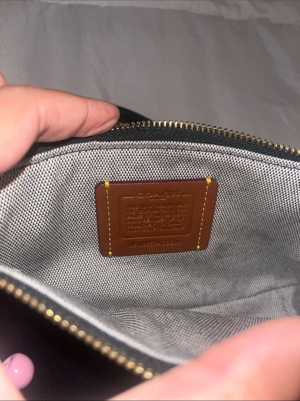 Coach Black Leather Shoulder Bag with Pink Charm - Picture 2 of 3